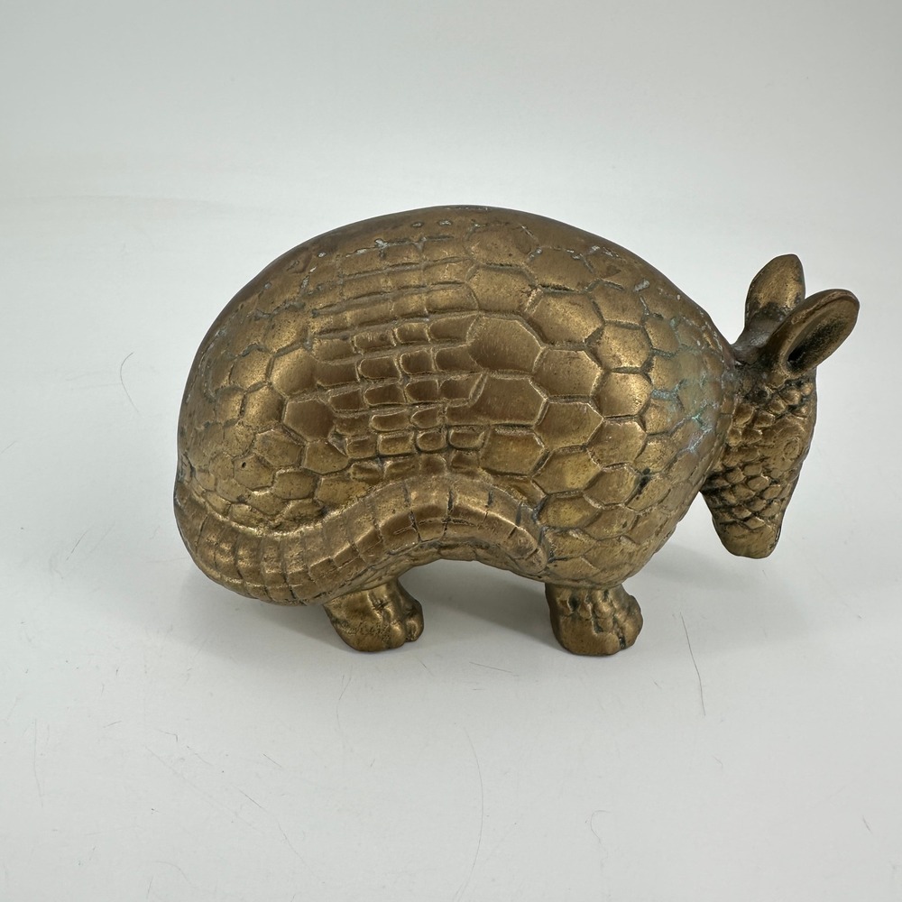 Vintage Solid Brass Armadillo Figurine Taiwan Southwest Decor Paperweight